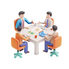 Wall Mural - 3d business meeting teamwork collaboration office work laptop charts documents presentation png