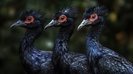 Poster - Three Black Birds with Striking Red Eyes