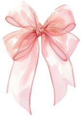 Sticker - Elegant pink ribbon bow illustration