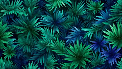 Sticker - Lush green fern texture in vibrant jungle setting