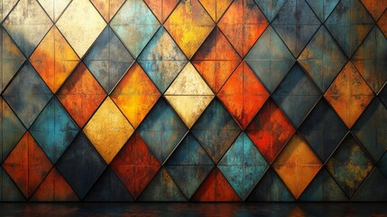 Sticker - Abstract Geometric Wall with  Rustic Texture