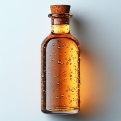 Sticker - Amber Glass Bottle with Cork Top and Droplets