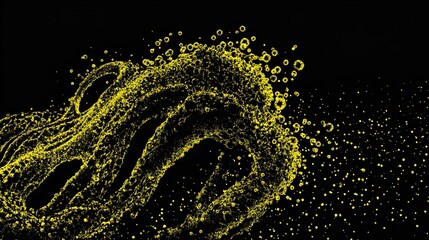 Canvas Print - Abstract Yellow Particles on Black Background - Digital Art