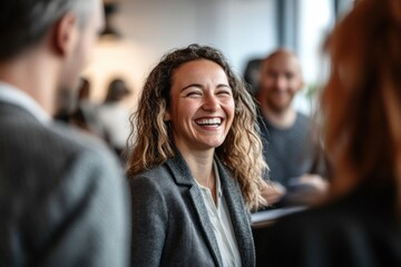 Canvas Print - Business people are smiling and chatting person office human.