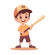 © Shabnam - A cute boy with baseball bat flat illustration