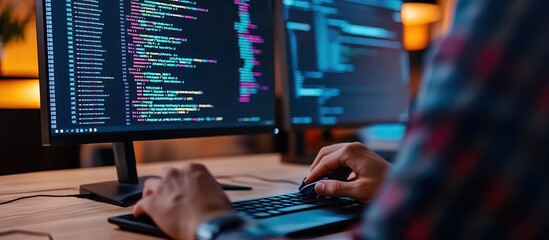 Programmer working on code