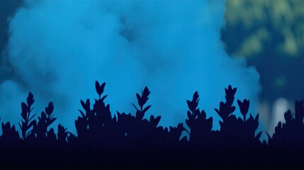 Poster - Silhouettes of Plants Against a Blue Sky