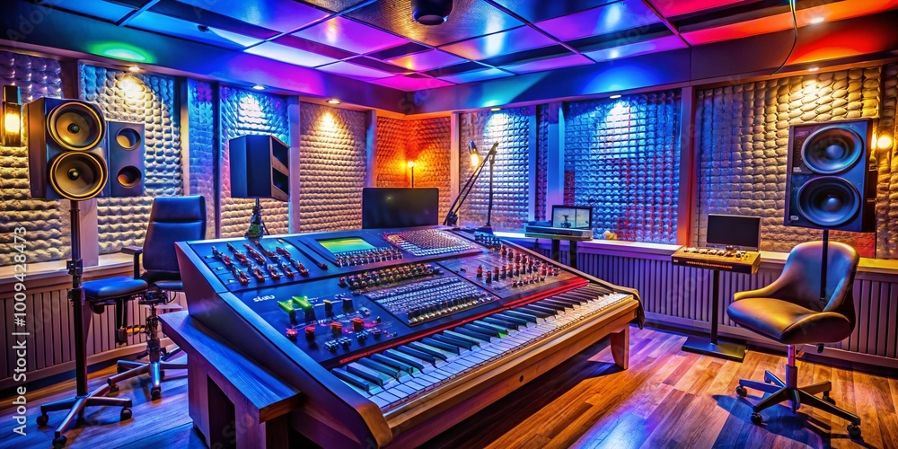 Professional Recording Studio Background with Mixing Console ...