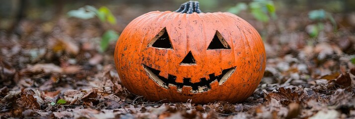 halloween in the city with jack o lantern pumpkin