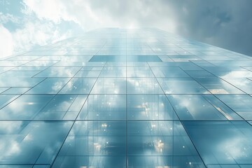 Wall Mural - abstract architectural visualization of a glass building against a bright sky showcasing the interpl