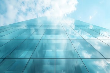 Wall Mural - abstract architectural visualization of a glass building against a bright sky showcasing the interpl