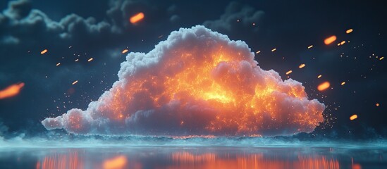 Wall Mural - Fiery Cloud over Still Water
