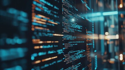 artificial intelligence, close-up of code on a monitor.