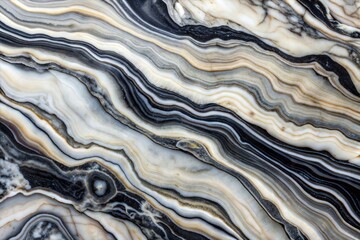 Wall Mural - Close-up of marble surface with layered pattern in neutral tones