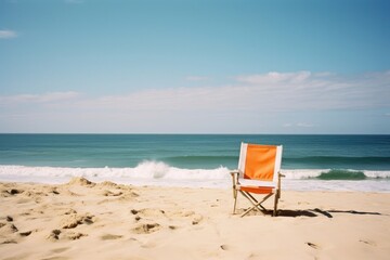 Wall Mural - Picnic chair in beach furniture outdoors horizon.