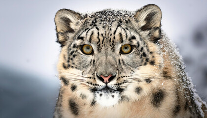 Close up portrait of a snow leopard