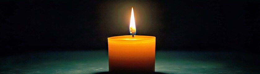 Single Candle Flame in Darkness - Hope, Light, and Peace