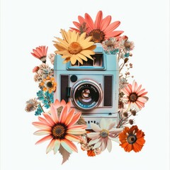 Canvas Print - Flower camera pattern collage.