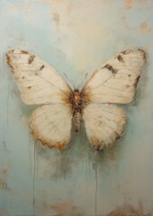 Wall Mural - Close up on pale butterfly painting animal insect.