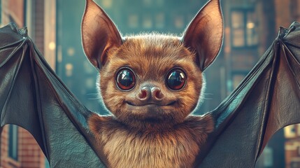 Canvas Print - Adorable Bat with Big Eyes - Cute Animal Portrait