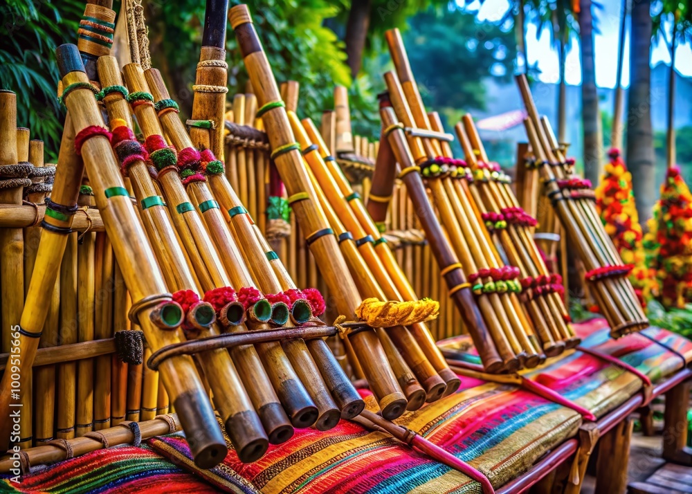Traditional angklung musical instrument made of bamboo showcasing ...
