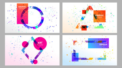 Wall Mural - vector illustration. modern art graphics. ink paint splash. brush stroke border figures. colorful dy
