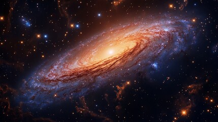 Wall Mural - stunning spiral galaxy illuminated by a brilliant star at the center against a dark cosmic backdrop
