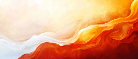 Canvas Print -  A painting of an orange, white, and yellow wave against an orange, white, and yellow sky backdrop