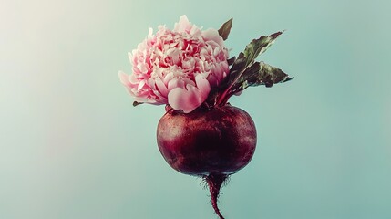 Wall Mural -   Radish close-up in vase on blue table