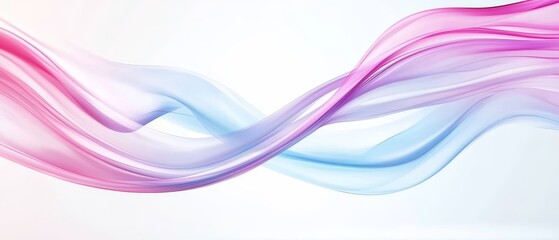 Wall Mural -  A pink and blue abstract wave against a white backdrop, featuring a softer wave of these hues on the image's left side