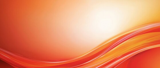 Wall Mural -  A tight shot of a red-orange gradient backdrop, featuring a wave of light coursing through its center, with a radiant point source of light embedded within