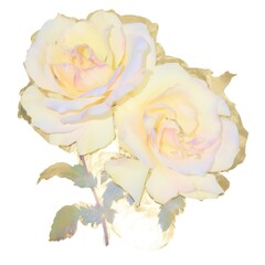 Canvas Print - Holographic roses ripped paper graphics flower petal.