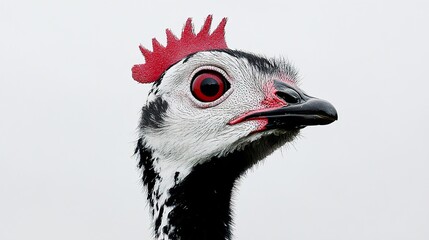 Poster - Close-Up Portrait of an Ostrich Head with Red Feathers