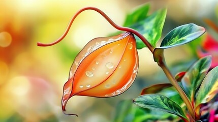 Wall Mural - Close-Up of a Vibrant Orange Flower with Dew Drops