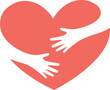 © LadadikArt - Charity logo. Hands hold heart. Care symbol