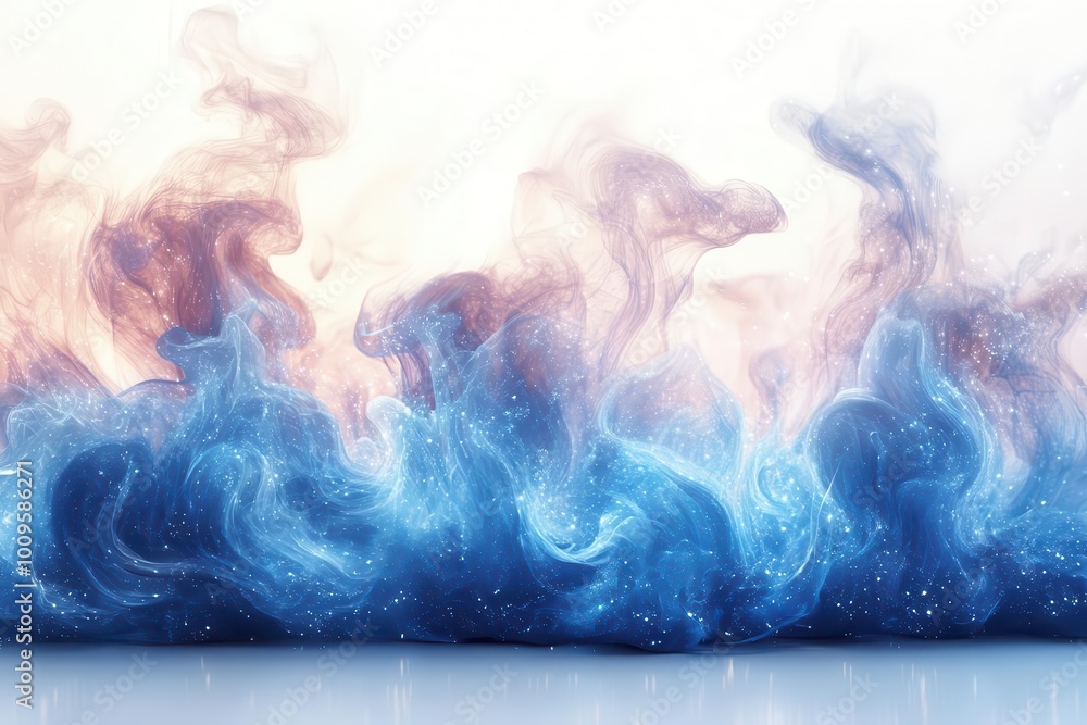 bright blue flames dance and flicker against a pure white background ...