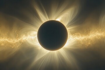 Wall Mural - celestial spectacle of total solar eclipse corona shimmering around moons silhouette starry sky visi
