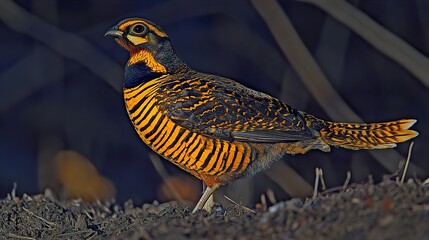 Sticker - Striped Bird in Nature: Close-up Photography