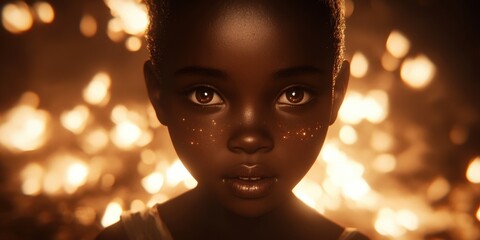 Wall Mural - a young girl with a dark skin and a white dress