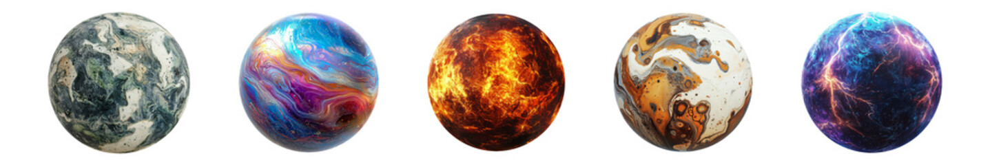 Wall Mural - set of planets isolated on transparent background.