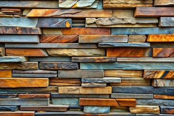 Poster - Close-up of stone wall with shades of brown grey and white