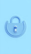 © Olga - Toy car on a blue lock symbolizing security in a minimalistic composition