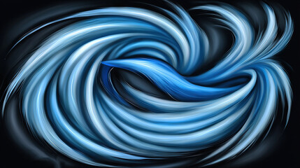 Canvas Print -   A blue swirl on a black background with a white and blue swirl in the center