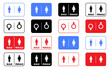 © pixel.99 - Male Female sanitary signs symbol icons pictogram pictograph lavatory bathe man woman buttons colored icons