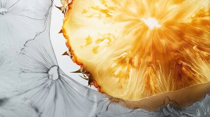 Canvas Print -   A close-up of a fruit cut in half to reveal its interior