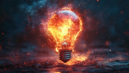 Canvas Print - Burning Lightbulb