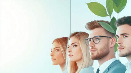 Canvas Print - A photo of a company leadership team, showcasing their experience and expertise with a backdrop of their office environment.