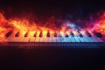 Canvas Print - Piano Keys with Fire and Ice