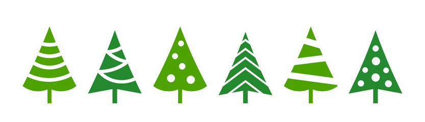 Wall Mural - christmas trees icons set on transparent background. png illustration.