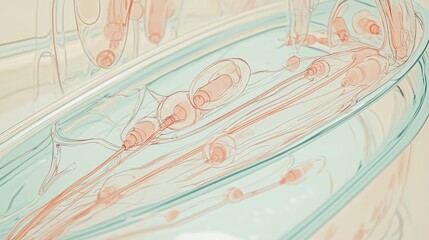 Wall Mural - abstract science illustration: cell structure in glass